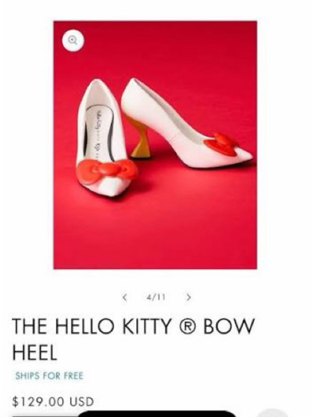 Katy Perry X Hello Kitty Discontinued White Pointed Flats with Red Bow - Picture 8 of 8